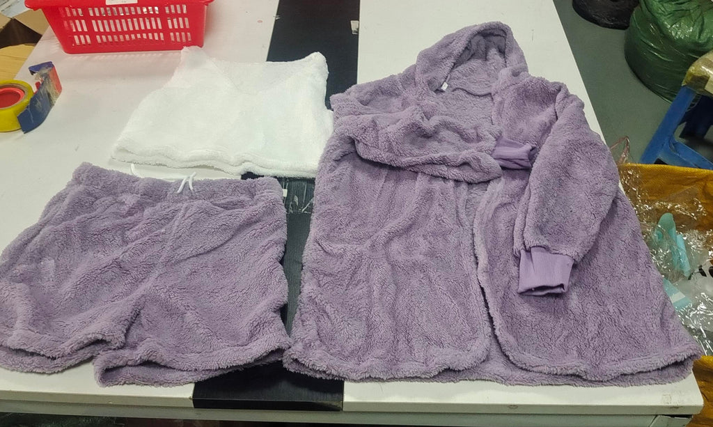 3-teiliges Damen-Bekleidungsset Langarm Crop-Tanktop und Kordelzug-Shorts Schlafanzug-Set