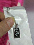 Mode Tarot Halskette mit Strasssteinen, Diamantbesetzter Anhänger, Rechteckige Tropfenhalskette aus Edelstahl, Schmuck