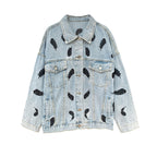 Fashion Printing Lapel Loose Wild Salt Denim Jacket