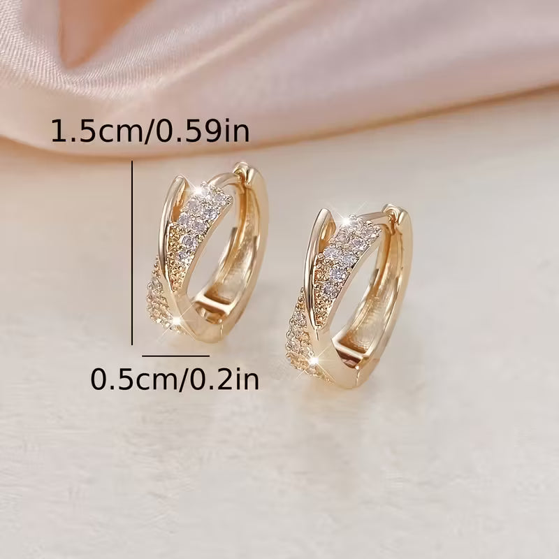 Elegantes und kompaktes Luxus-Design, innovative Ohrringe mit funkelnden 3A Zirkonia-Steinen, perfekt für den Alltag und Partys.