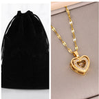 Doppellagige Liebeskette mit Strasssteinen, Anhänger aus Titanstahl, Modeschmuck, Damen, Valentinstagsgeschenk