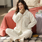 Coral Thickened Plus Fleece Ladies Home Service Suit