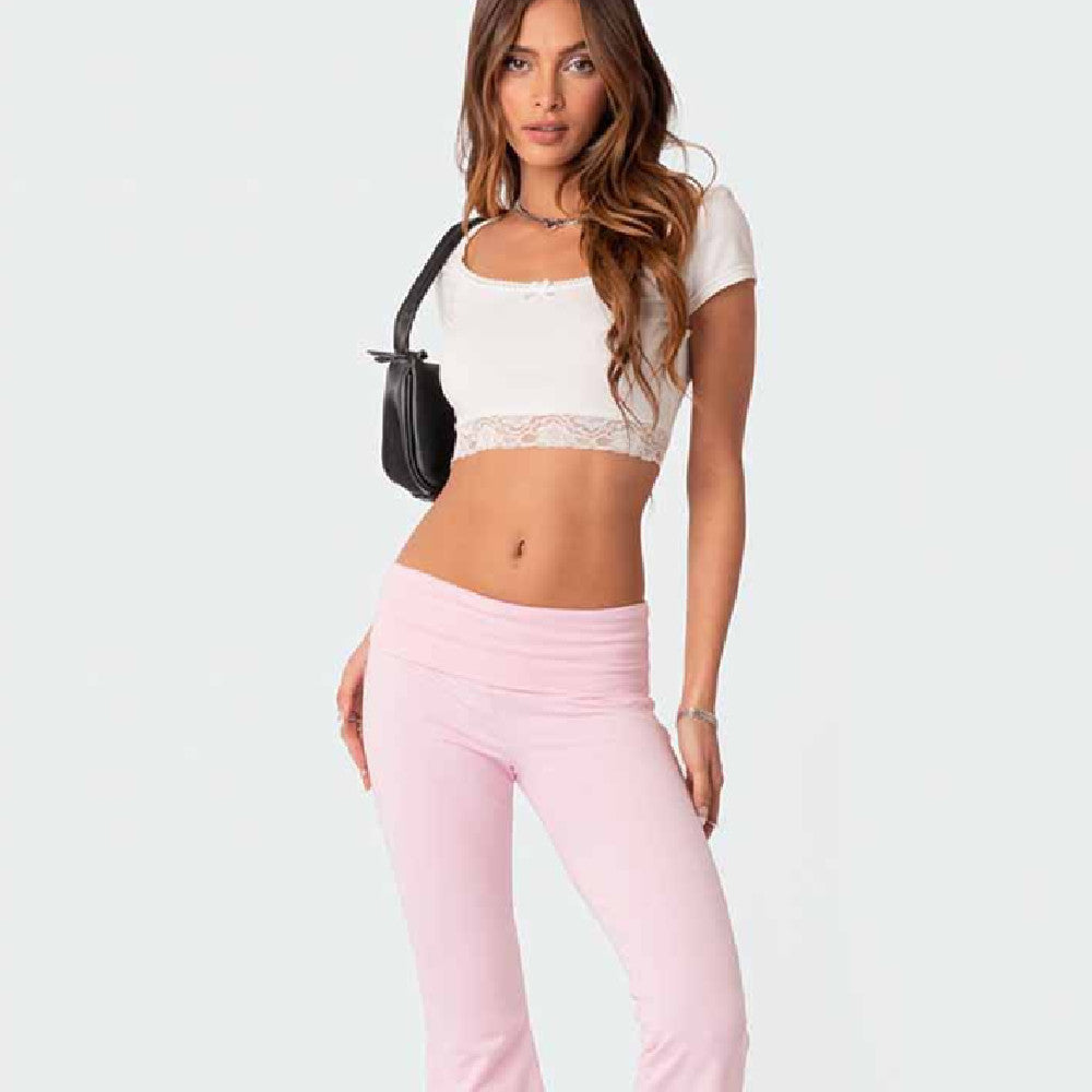 Mode féminine pantalon évasé taille basse