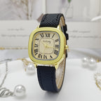 Retro Römische Ziffern Zifferblatt Lederarmband Uhr - Damen