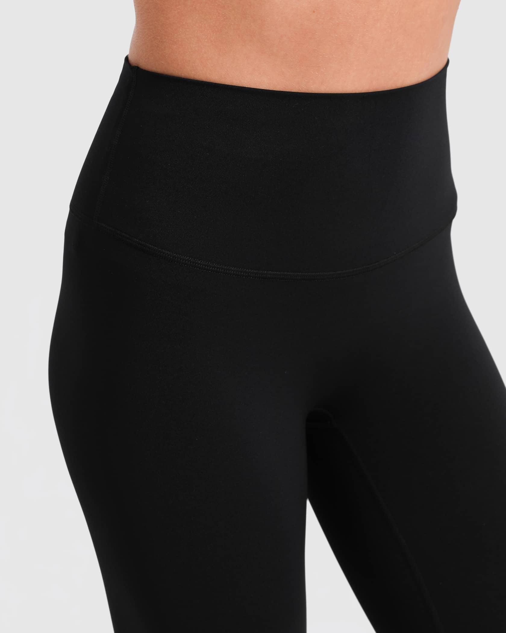 Leggings High Waist 3/4 Länge mit versteckte Tasche blickdicht – Schwarz