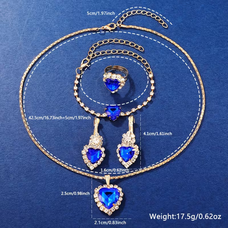 Luxuriöse blaue und transparente Damenuhr mit Quarz-Design und passendem Set