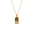 Mode Tarot Halskette mit Strasssteinen, Diamantbesetzter Anhänger, Rechteckige Tropfenhalskette aus Edelstahl, Schmuck