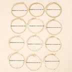 Goldene Perlen- und Zirkonia-Armband-Set für Damen – 2 Stück