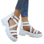 Platform All-match Hollowed-out Mid-heel Strappy Sandals