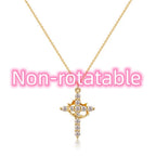 Modeschmuck Kreuz Voll Diamant Krone drehbare Halskette