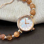 Perlenarmband Damen Quarzuhr Nischen-Leucht-Luxus-Design mit kleinem Zifferblatt und ausziehbarem, verstellbarem Band