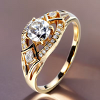 Ring, runder synthetischer Zirkonstein, geeignet für Alltag, Party, Feierlichkeiten, Urlaub.