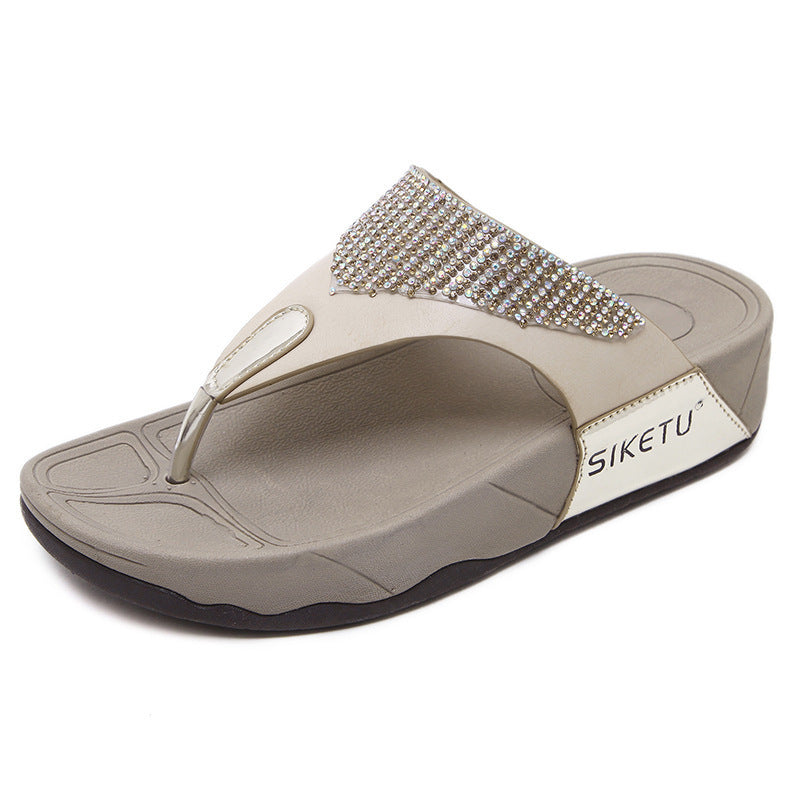 Sandales pour femme Sandales et pantoufles à talon bloc avec strass