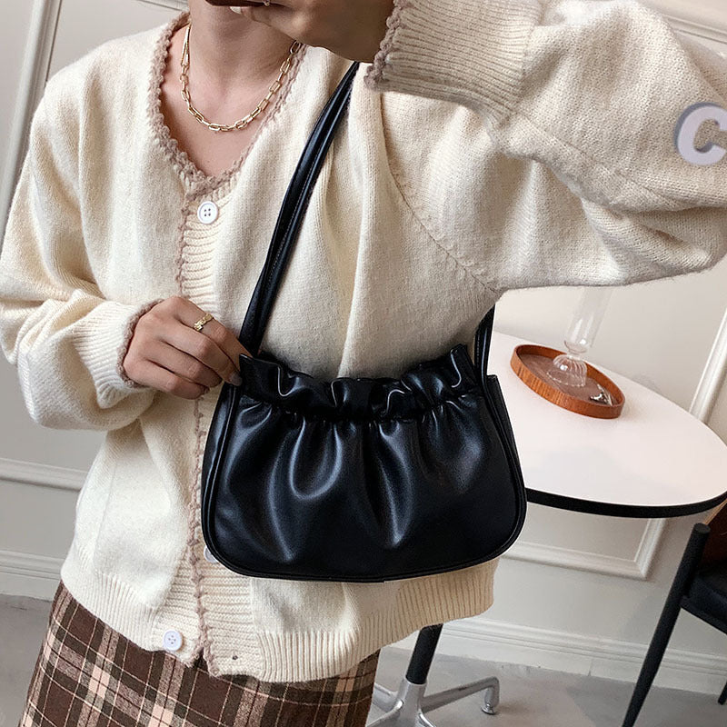 Sac Nuage Plissé à Une Épaule Simple et Tendance