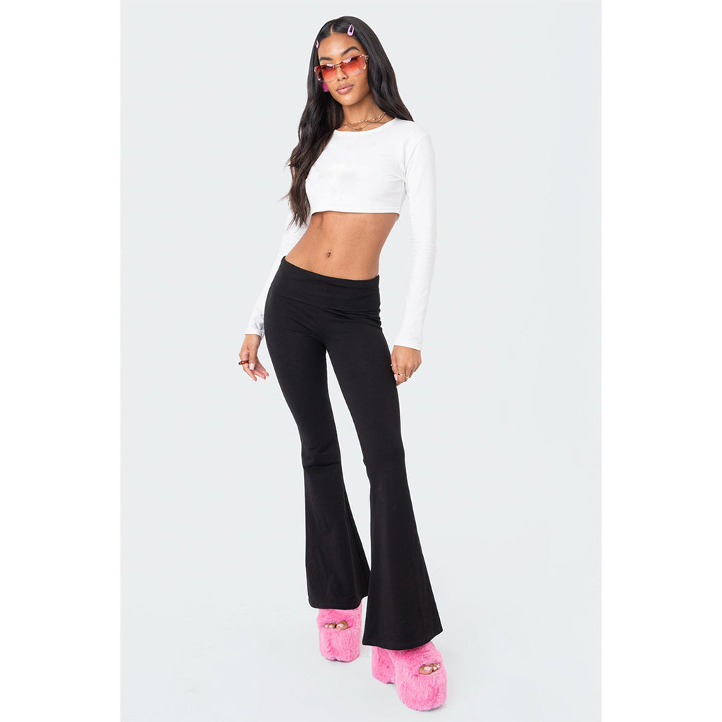 Mode féminine pantalon évasé taille basse