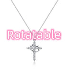 Modeschmuck Kreuz Voll Diamant Krone drehbare Halskette