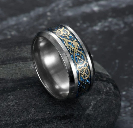 Bague de mariage écaille de basilic Asgard fabriquée à la main