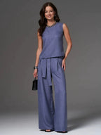 Women's Loose Casual Sleeveless Wide-Leg Pants Set