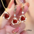 Stilvolles 3-teiliges Set aus Halskette und Ohrringen, Schmuck als Party-Souvenir, elegantes und kreatives Design. 