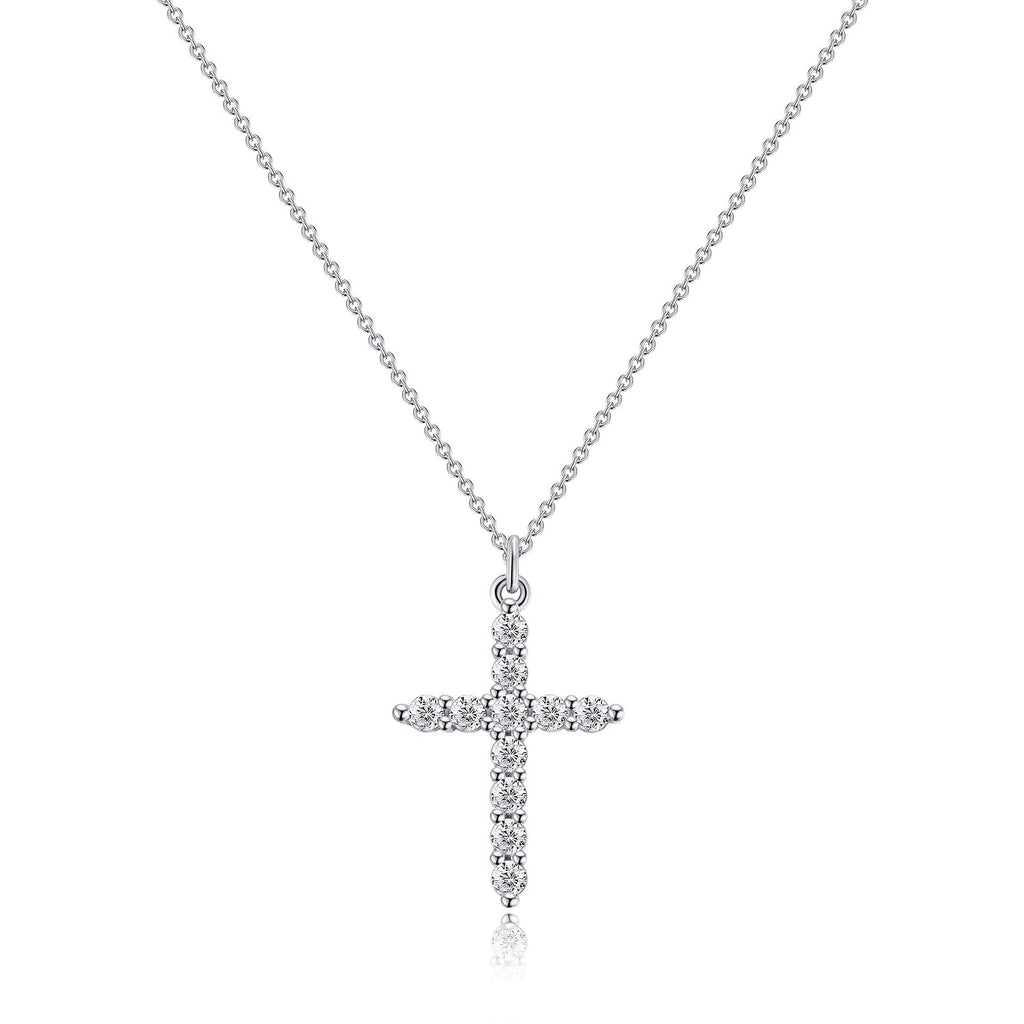Collier rotatif couronne en croix serti de faux diamants