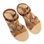 New Large Size Flat Bottom Ultra-light Sole Beaded Sandals
