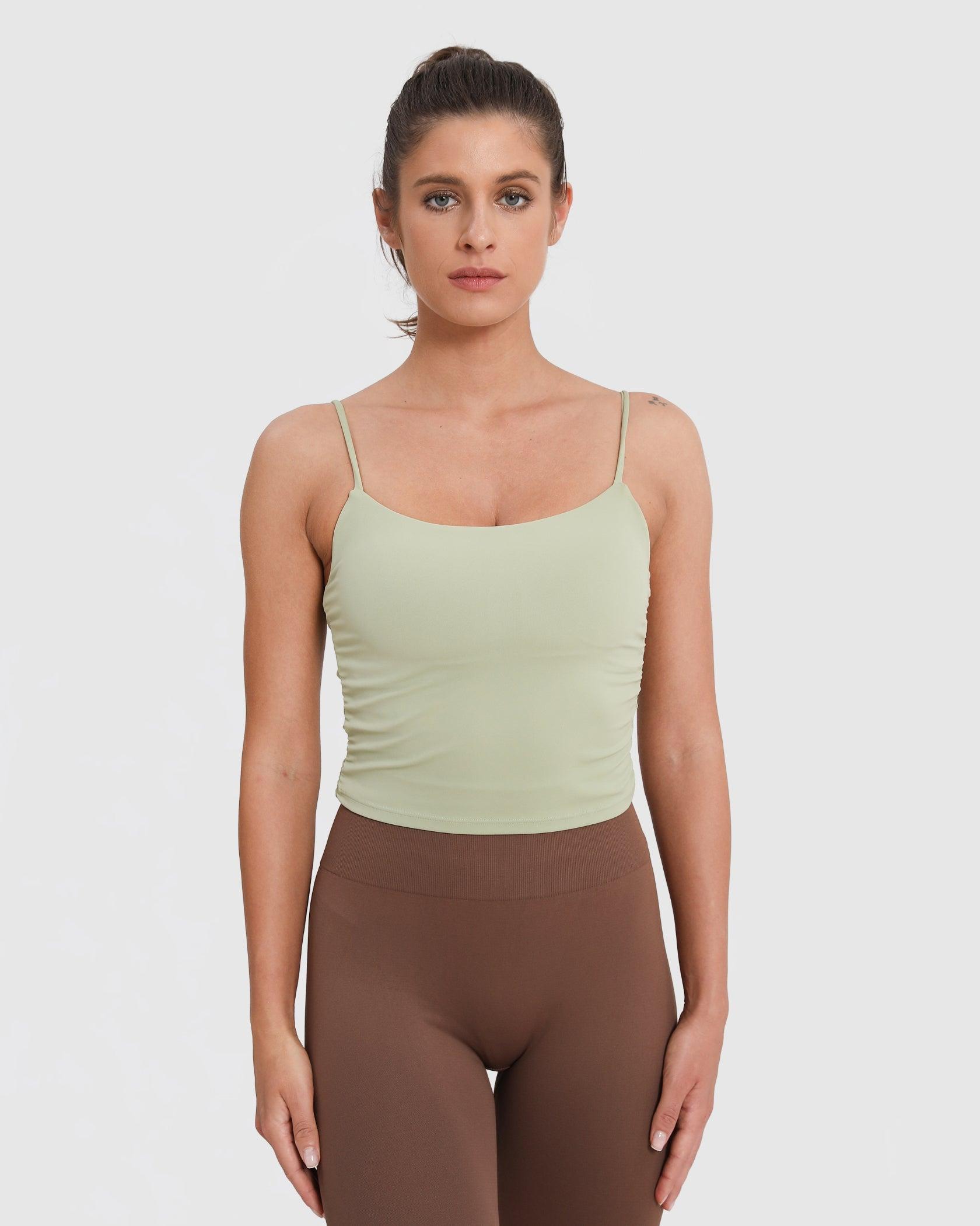 Tank Top U-Ausschnitt luftig weich mit herausnehmbaren Pads – Grün