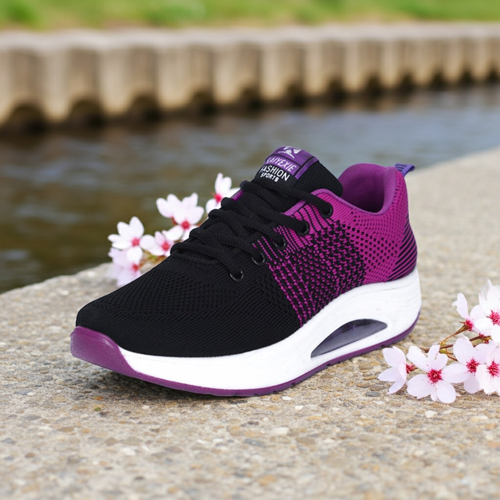 Air permeable dance shoes with flying mesh