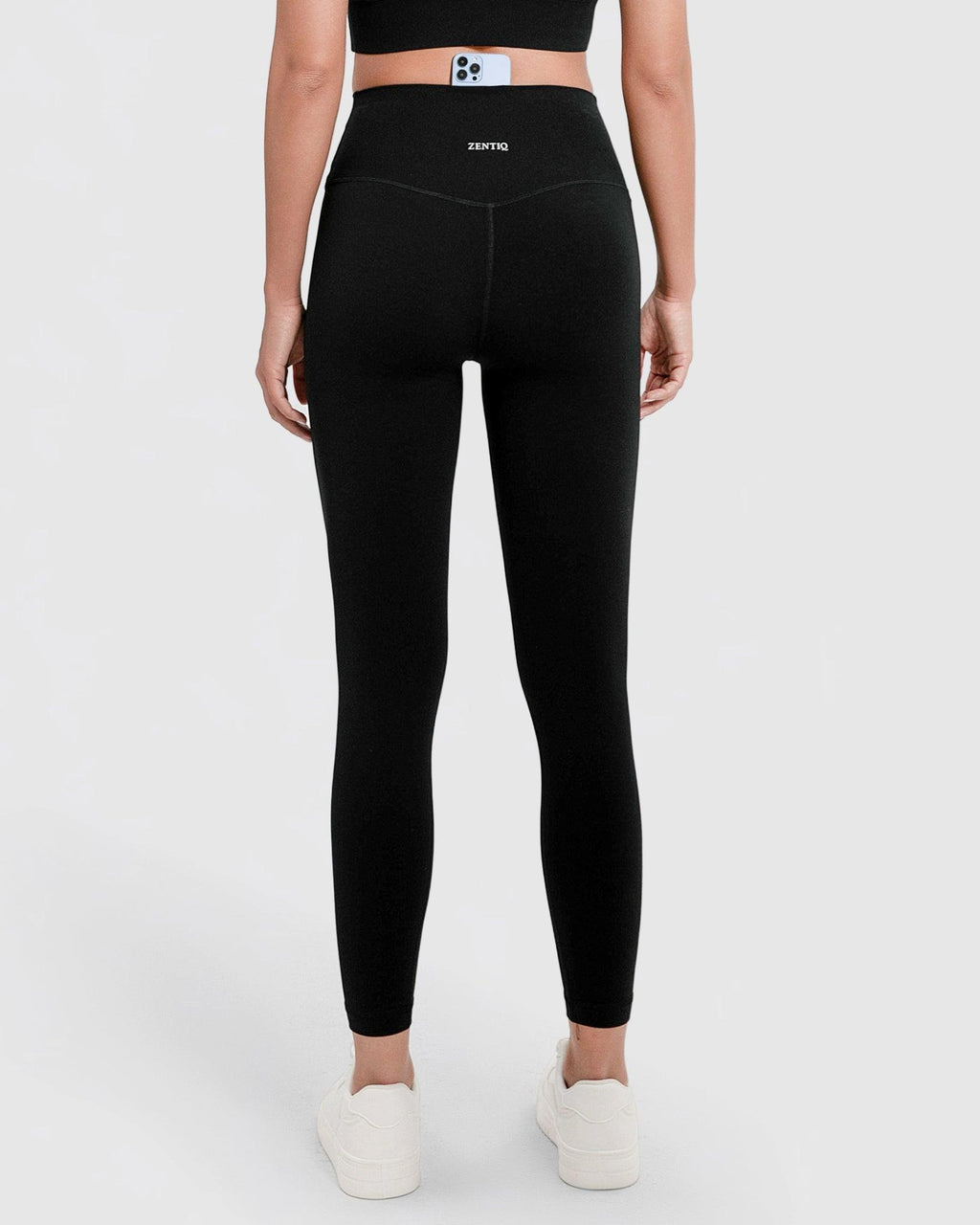 Legging taille haute longueur 3/4 avec poche dissimulée opaque – Noir