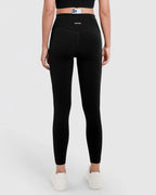Leggings High Waist 3/4 Länge mit versteckte Tasche blickdicht – Schwarz