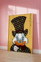 Luxury Duck Cartoon Poster · Money Eyes Design · Pop Art Illustration · Street Art Style · Moderne Wandkunst · Print ohne Rahmen