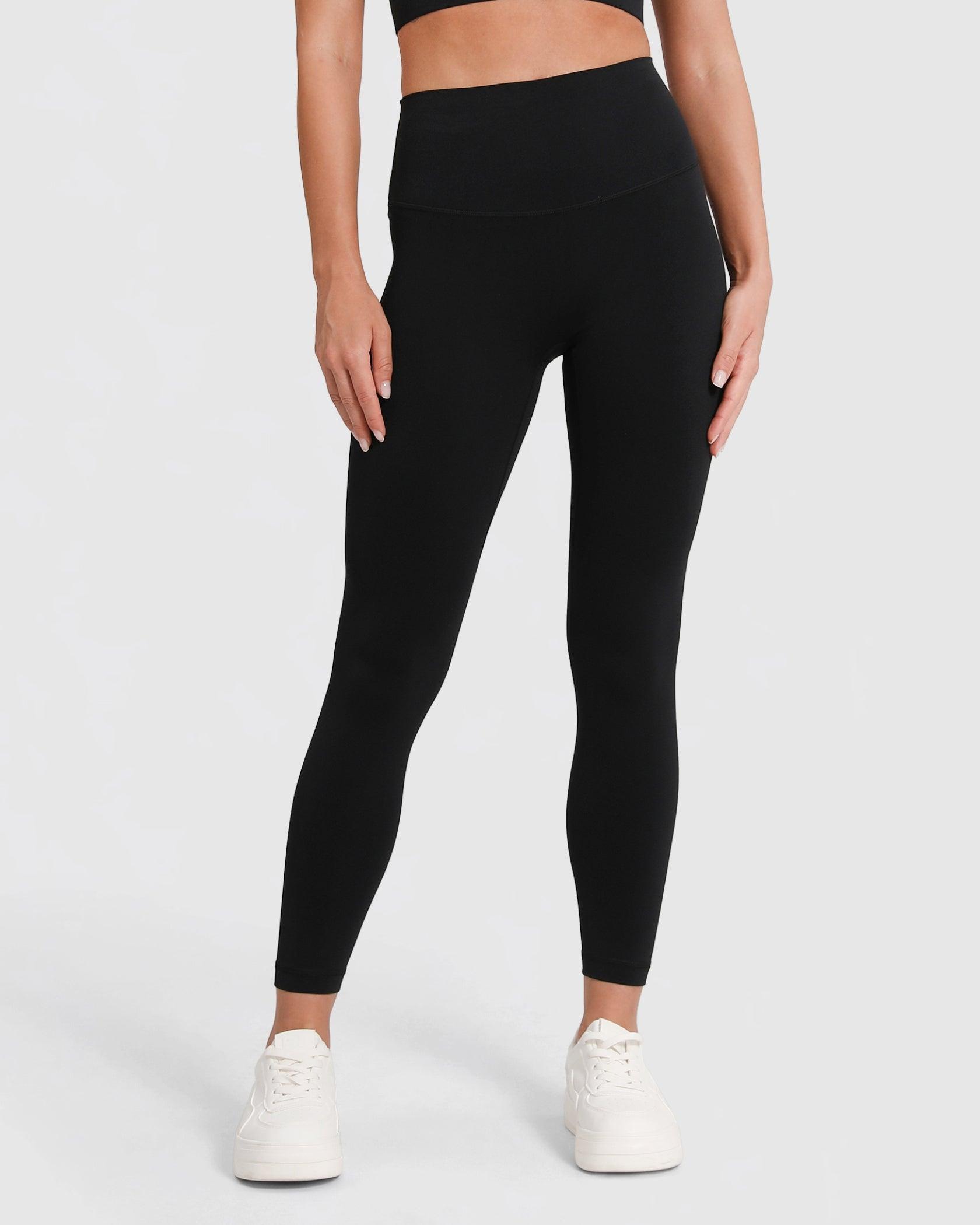 Leggings High Waist 3/4 Länge mit versteckte Tasche blickdicht – Schwarz
