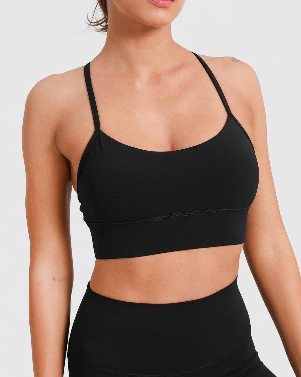 Sport-BH Racerback stützend mit herausnehmbaren Pads – Schwarz