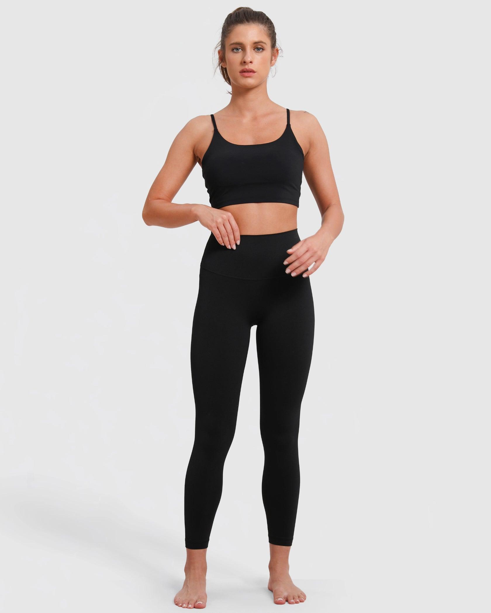 Leggings High Waist 3/4 Länge mit versteckte Tasche blickdicht – Schwarz