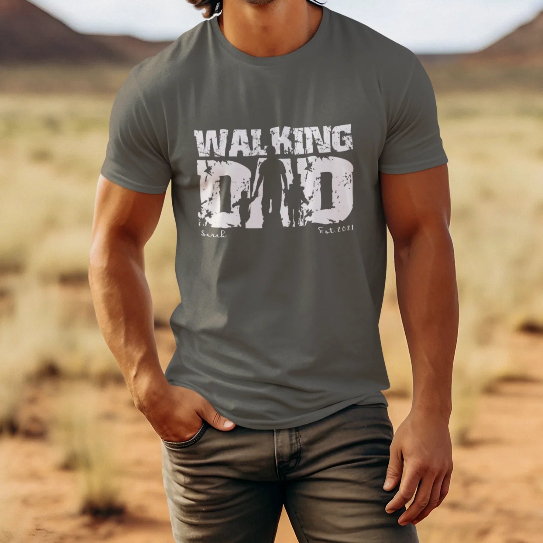 PAPA T-Shirt WALKING DAD personalisiert